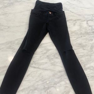 ASOS Maternity Black Ripped Knee Skinny Jeans.